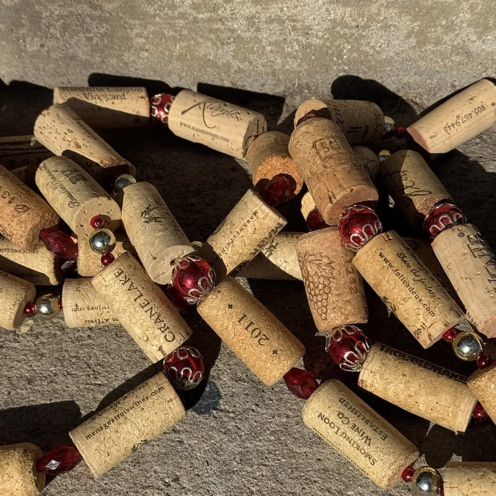 Set Of 3 Cork Garland Recycled Christmas Decor 5ft & 7 ft